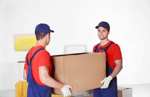 Removal team preparing a move in a Mayfair residential street