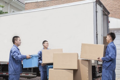 Moving team working in a Mayfair apartment building