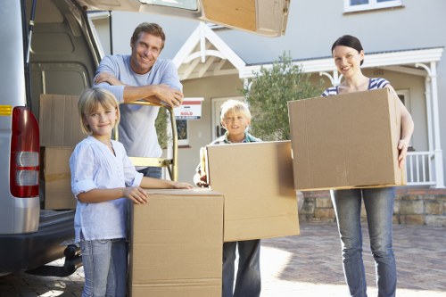 Packed household items ready for removal truck hire in Mayfair